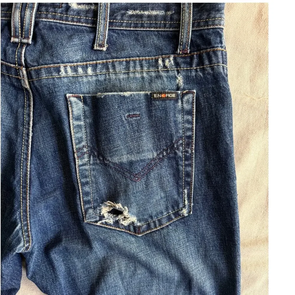 Vintage Energie Jeans Men's 33X34 Justin Distressed Jeans Straight Fit Y2K